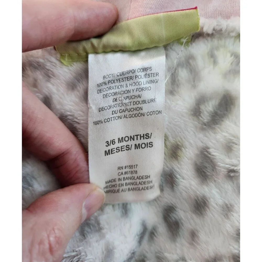Penelope Mack Infant Hooded Leopard Print Footed Onesie 3-6 Months